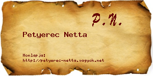 Petyerec Netta névjegykártya